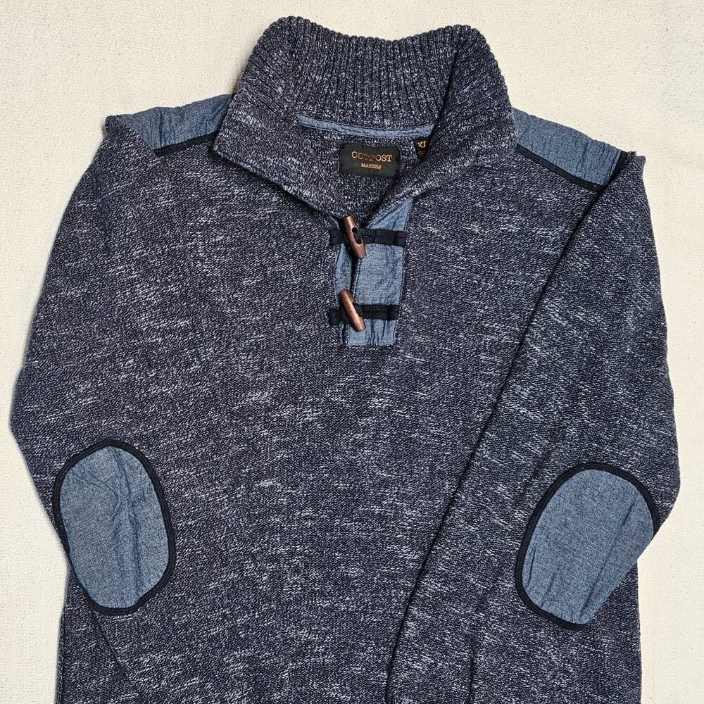 Outpost Makers Buckle Men's XL Toggle-Neck Blue Heathered Pullover Sweater